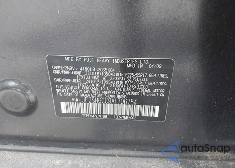 2010 Subaru Forester 2.5X Premium z USA, uszkodzony, nr VIN JF2SH6CC9AH706754